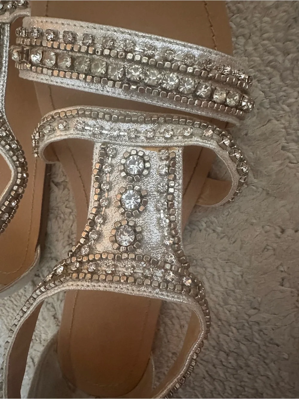 Embellished Silver Gladiator Sandals - Size 11